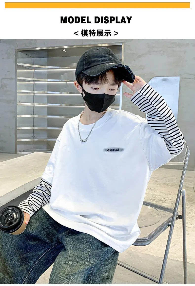 Men's White Long Sleeve T-Shirt with Graphic Print — feature 9