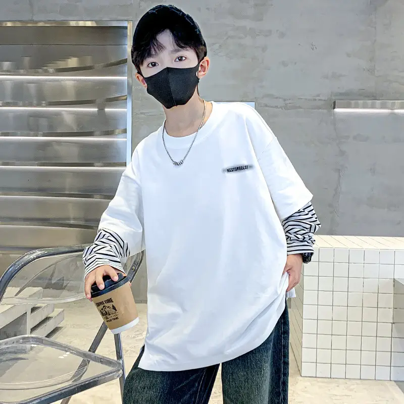 Men's White Long Sleeve T-Shirt with Graphic Print - Image 3