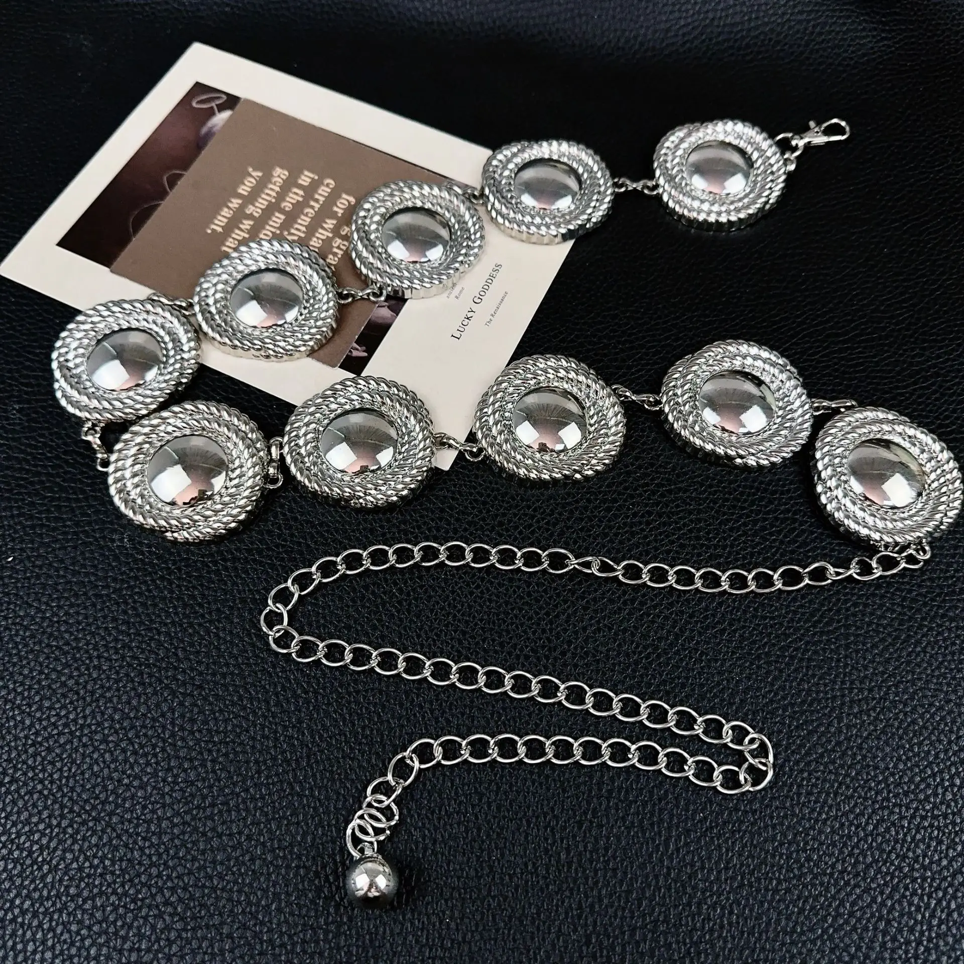 European American Retro Women's Waist Chain Metal Round Decorative Belt — feature 7