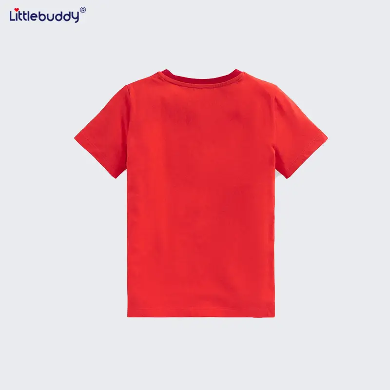 Kids Cartoon Embroidered T-Shirt Red Short Sleeve - Image 4