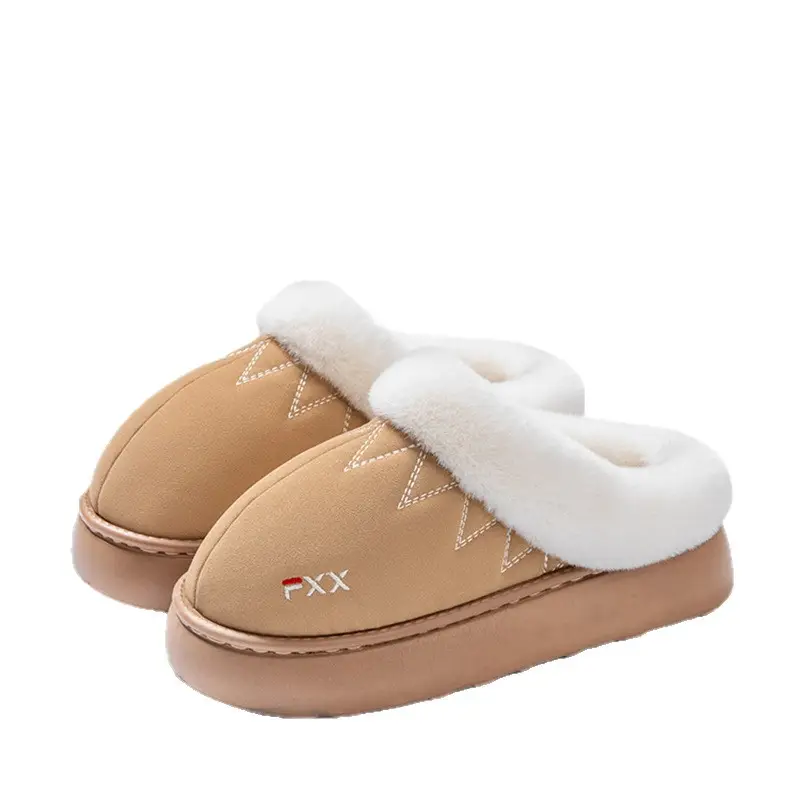 New Cotton Slippers for Men in Autumn and Winter with Heels for Home Indoor Use Thick-Soled Warm Home Non-Slip Woolen Cotton Shoes for Women