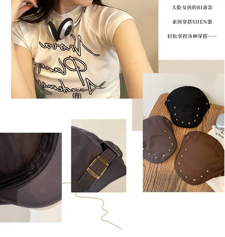 Korean Style Studded Cap for Women Spring Summer Sunshade — feature 9