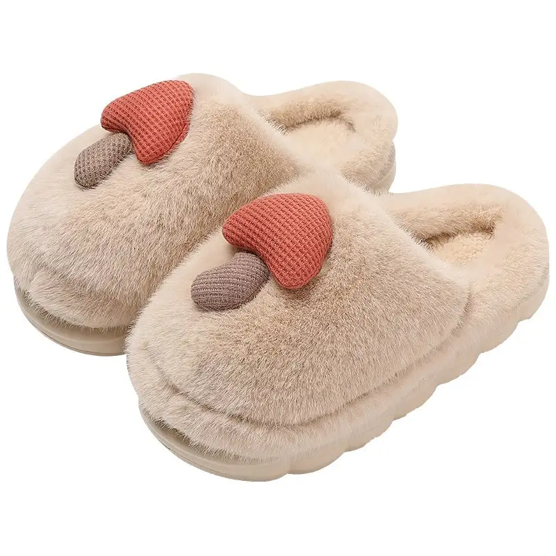 Mushroom Cotton Slippers Women's Autumn and Winter 2025 New Indoor Home Thick-Soled Warm Plus Plush Anti-Slip Cotton Slippers