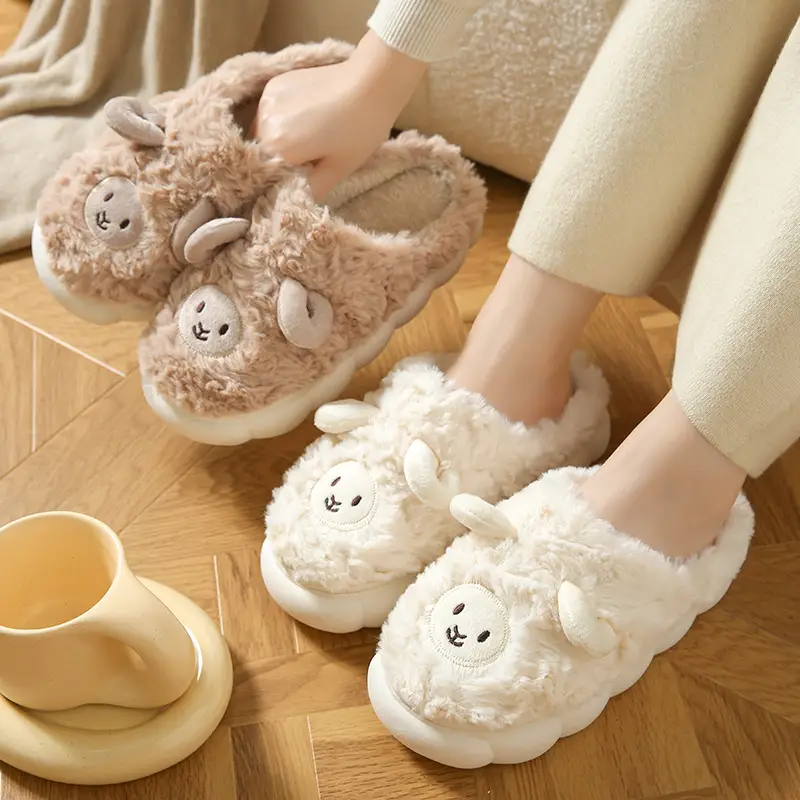 Winter Cute Sheep Wool Slippers for Women Men - Image 15