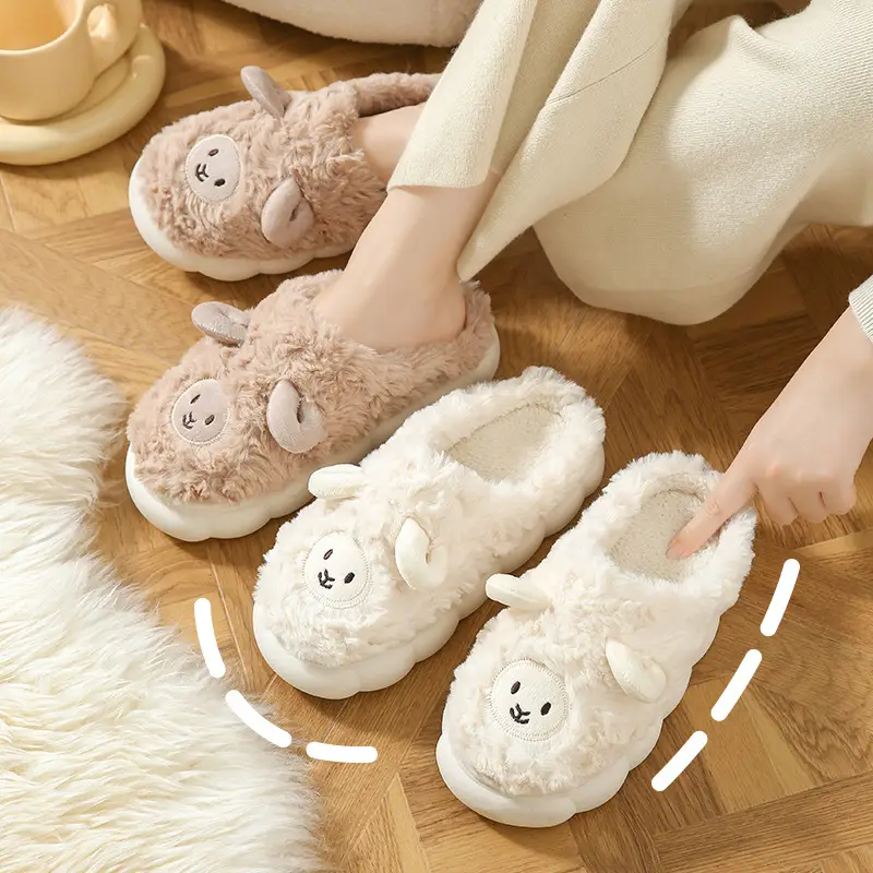 Winter Cute Sheep Wool Slippers for Women Men - Image 16