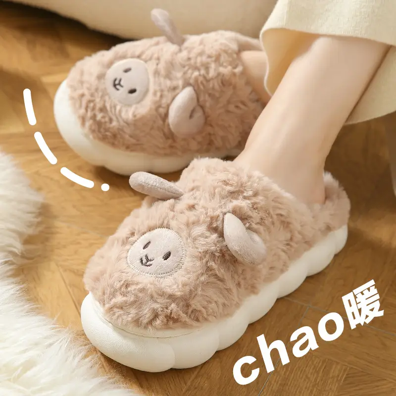 Winter Cute Sheep Wool Slippers for Women Men - Image 18