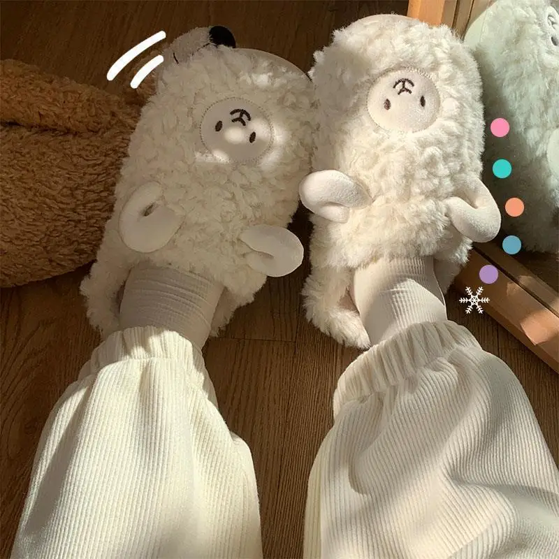Winter Cute Sheep Wool Slippers for Women Men - Image 19