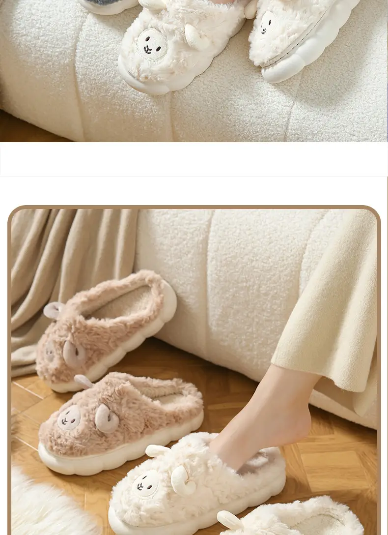 Winter Cute Sheep Wool Slippers for Women Men — feature 10