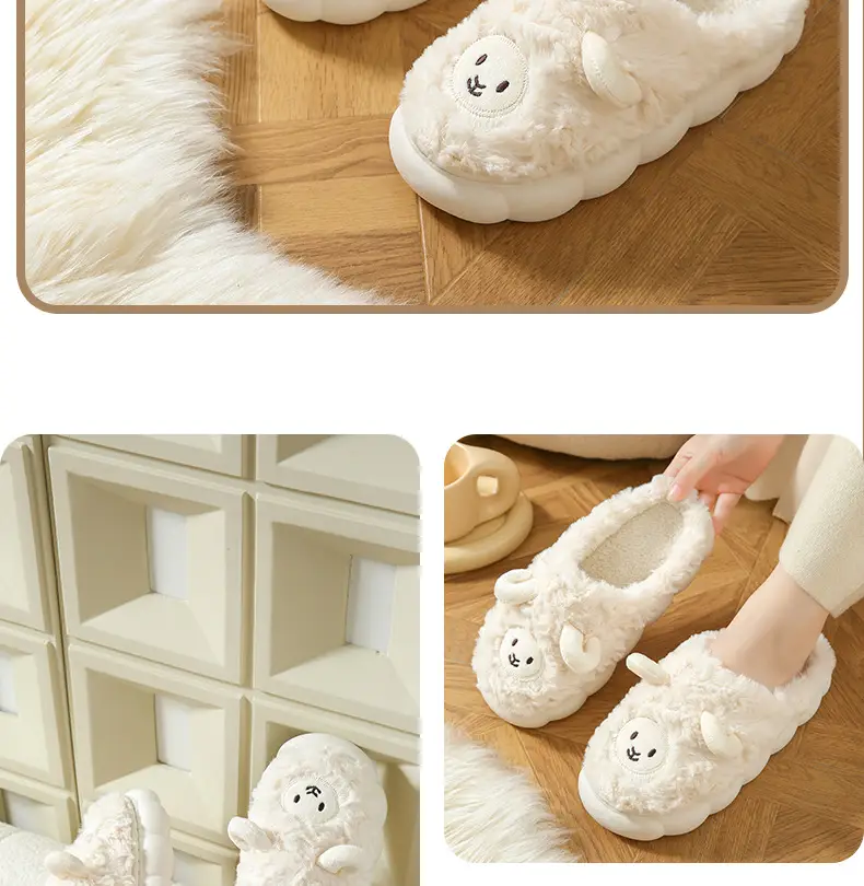 Winter Cute Sheep Wool Slippers for Women Men — feature 11