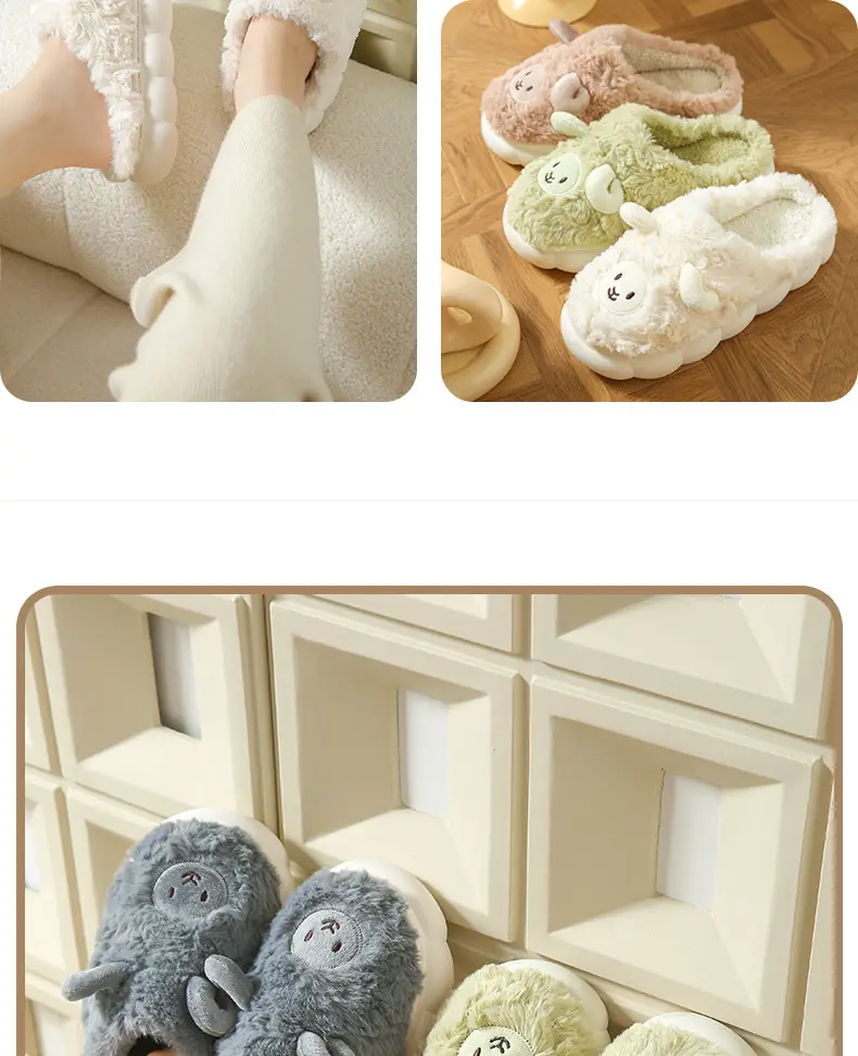 Winter Cute Sheep Wool Slippers for Women Men — feature 12