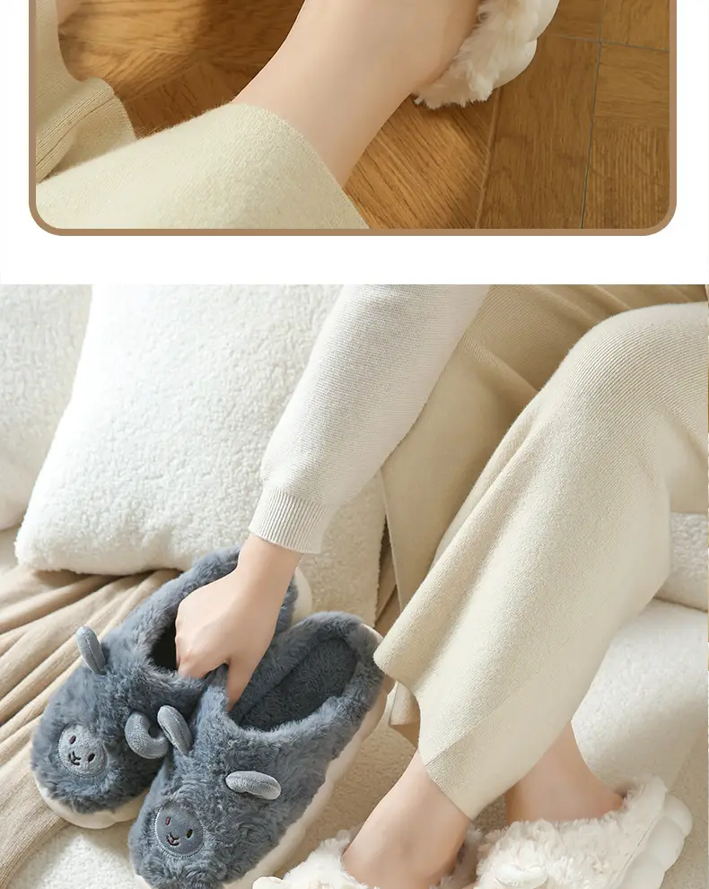 Winter Cute Sheep Wool Slippers for Women Men — feature 9