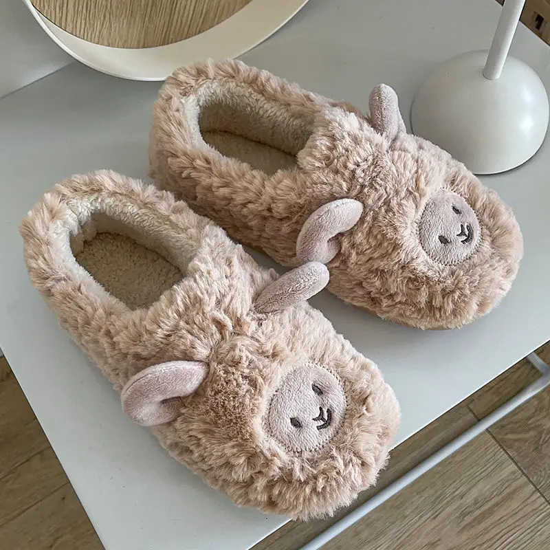 Winter Cute Sheep Wool Slippers for Women Men - Image 14