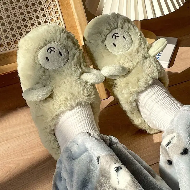 Winter Cute Sheep Wool Slippers for Women Men - Image 3