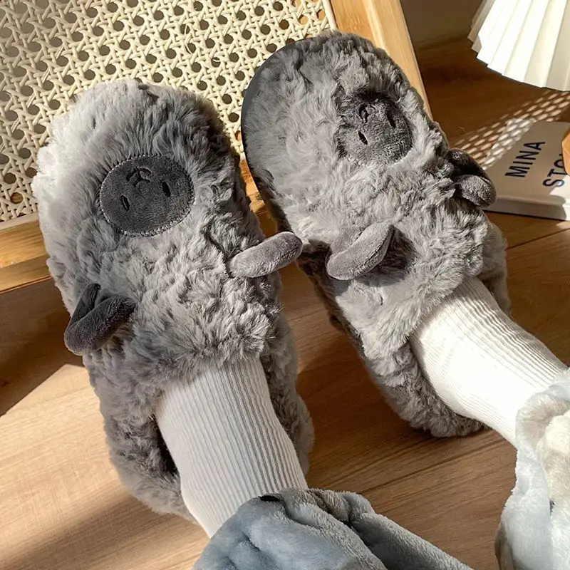 Winter Cute Sheep Wool Slippers for Women Men - Image 4