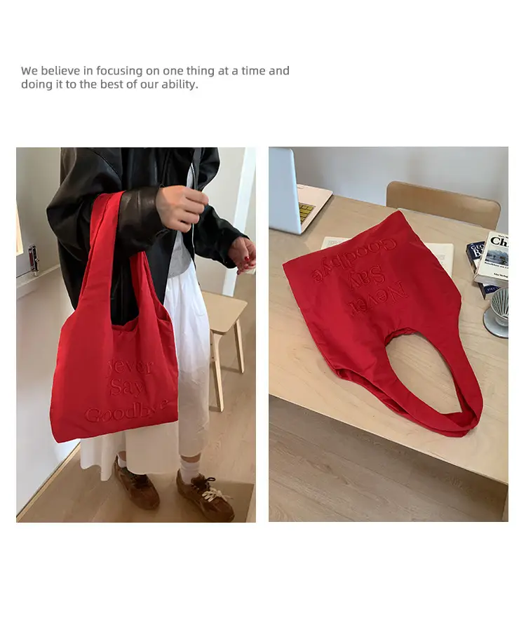 New Say Goodbye Letter Embroidered Armpit Bag Large Capacity — feature 15