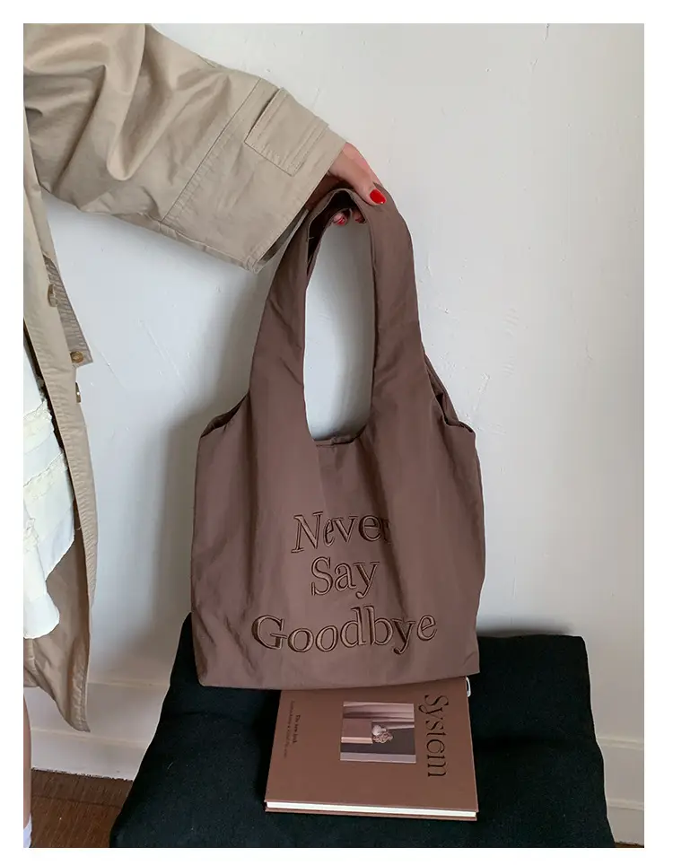 New Say Goodbye Letter Embroidered Armpit Bag Large Capacity — feature 17