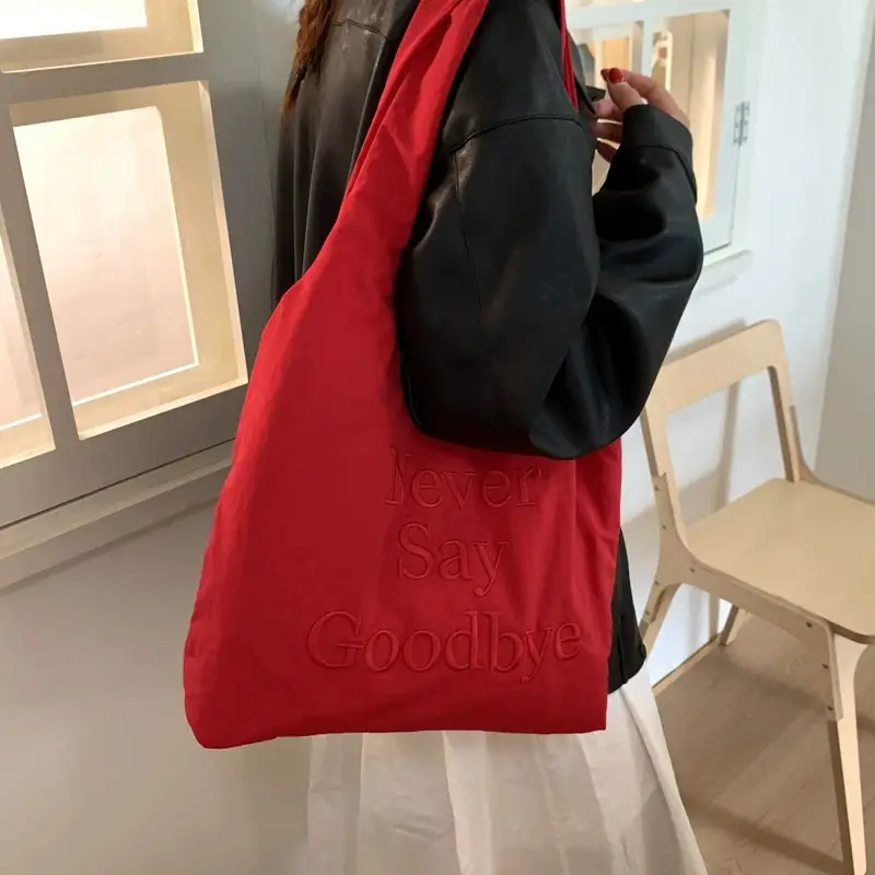 New Say Goodbye Letter Embroidered Armpit Bag Large Capacity