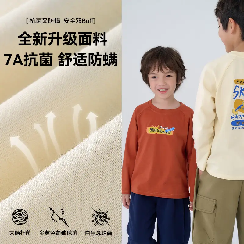 Kids Sweatpants Set Cotton Orange White Long Sleeve