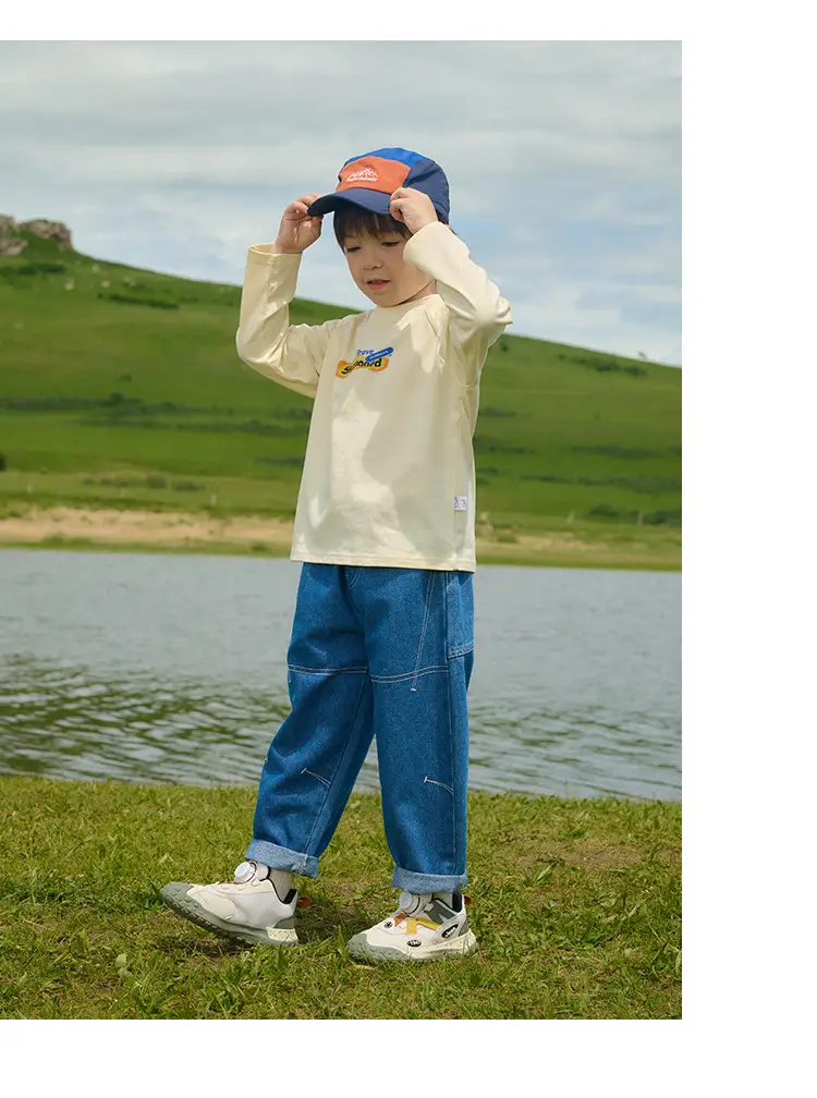Kids Sweatpants Set Cotton Orange White Long Sleeve — feature 16