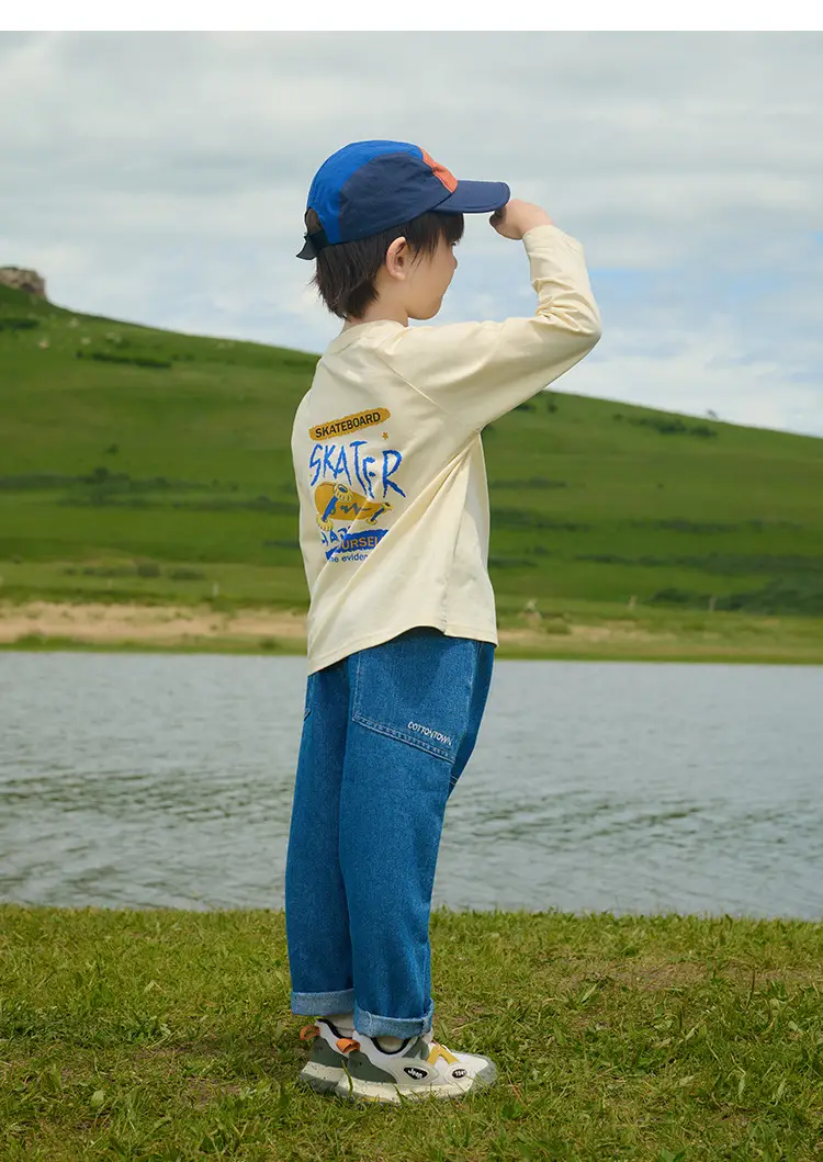 Kids Sweatpants Set Cotton Orange White Long Sleeve — feature 17