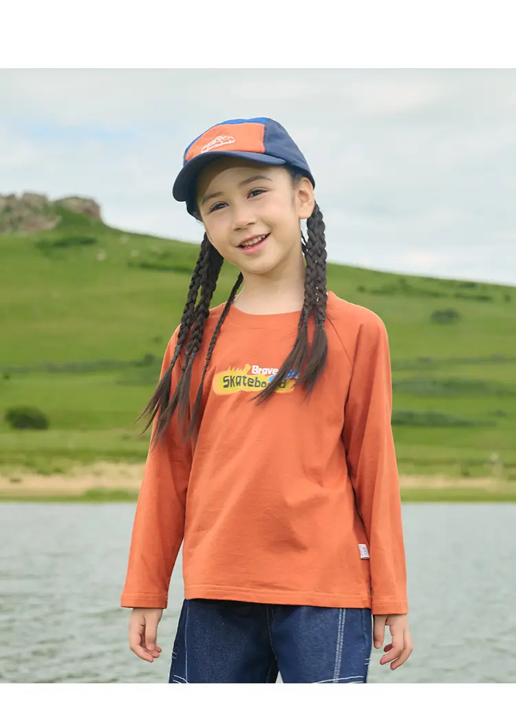 Kids Sweatpants Set Cotton Orange White Long Sleeve — feature 18