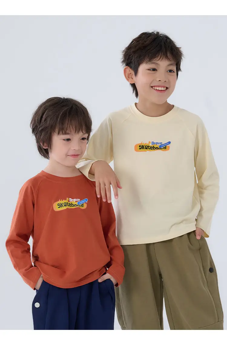 Kids Sweatpants Set Cotton Orange White Long Sleeve — feature 25