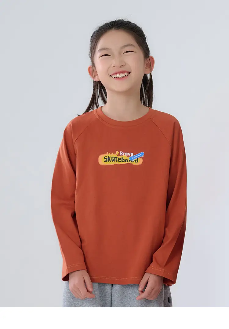 Kids Sweatpants Set Cotton Orange White Long Sleeve — feature 26