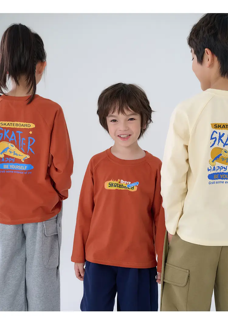 Kids Sweatpants Set Cotton Orange White Long Sleeve — feature 30