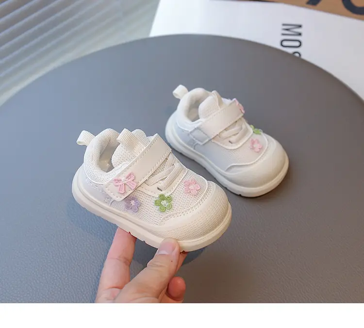 Spring and Autumn New Casual Baby Girls Flower Toddler Shoes Non-Slip Breathable Soft Sole Lightweight Baby Functional Mesh Shoes — feature 10