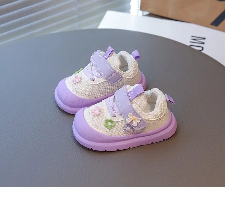 Spring and Autumn New Casual Baby Girls Flower Toddler Shoes Non-Slip Breathable Soft Sole Lightweight Baby Functional Mesh Shoes — feature 13