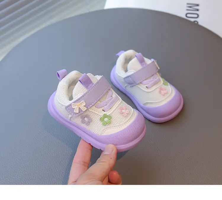 Spring and Autumn New Casual Baby Girls Flower Toddler Shoes Non-Slip Breathable Soft Sole Lightweight Baby Functional Mesh Shoes — feature 14