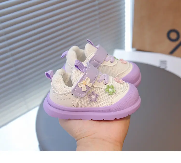 Spring and Autumn New Casual Baby Girls Flower Toddler Shoes Non-Slip Breathable Soft Sole Lightweight Baby Functional Mesh Shoes — feature 15