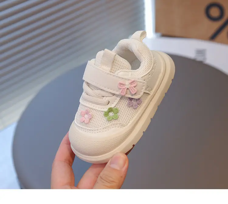 Spring and Autumn New Casual Baby Girls Flower Toddler Shoes Non-Slip Breathable Soft Sole Lightweight Baby Functional Mesh Shoes — feature 17