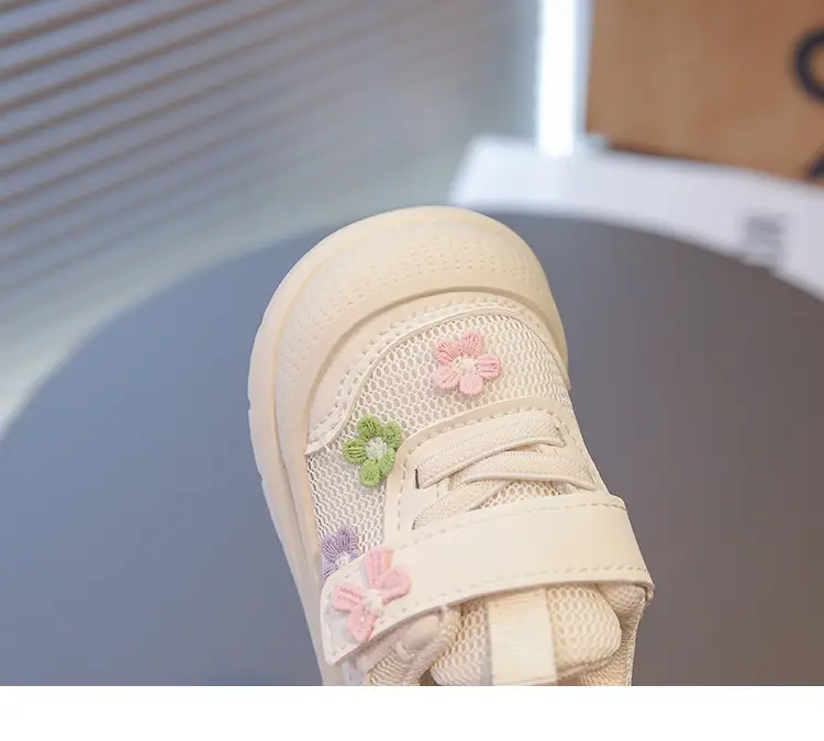 Spring and Autumn New Casual Baby Girls Flower Toddler Shoes Non-Slip Breathable Soft Sole Lightweight Baby Functional Mesh Shoes — feature 19