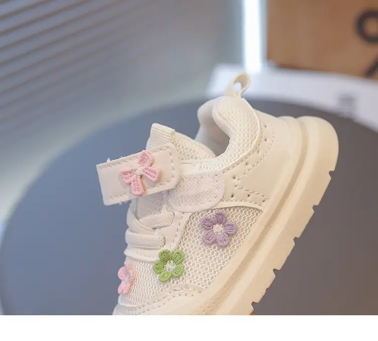 Spring and Autumn New Casual Baby Girls Flower Toddler Shoes Non-Slip Breathable Soft Sole Lightweight Baby Functional Mesh Shoes — feature 20