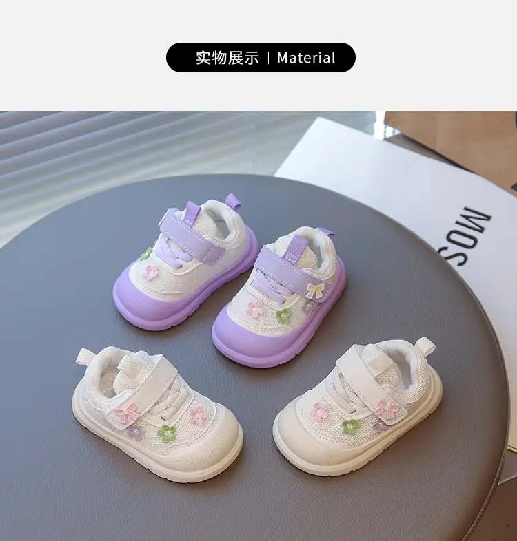 Spring and Autumn New Casual Baby Girls Flower Toddler Shoes Non-Slip Breathable Soft Sole Lightweight Baby Functional Mesh Shoes — feature 6