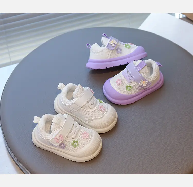 Spring and Autumn New Casual Baby Girls Flower Toddler Shoes Non-Slip Breathable Soft Sole Lightweight Baby Functional Mesh Shoes — feature 7