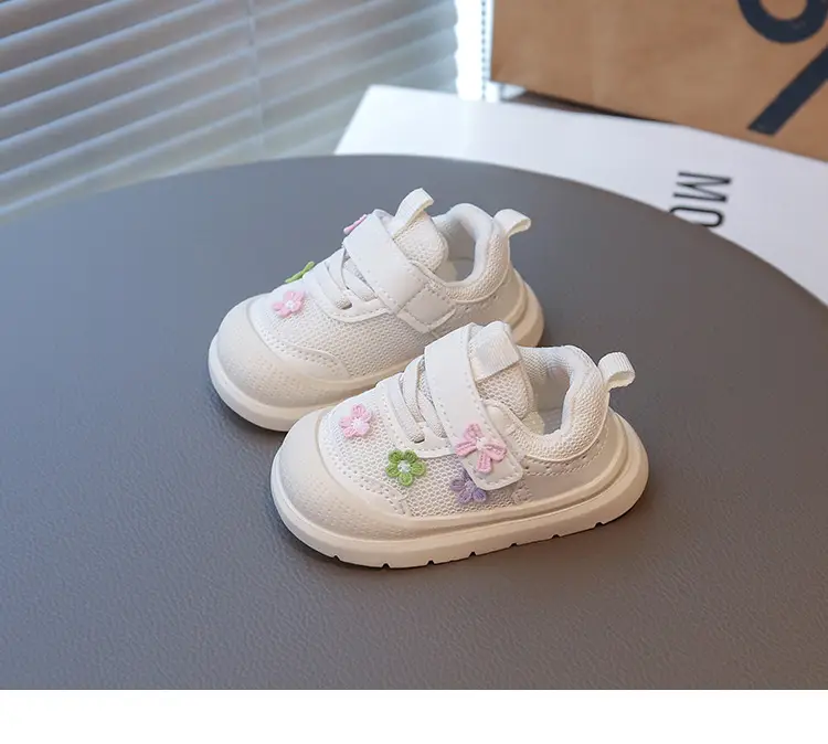 Spring and Autumn New Casual Baby Girls Flower Toddler Shoes Non-Slip Breathable Soft Sole Lightweight Baby Functional Mesh Shoes — feature 9