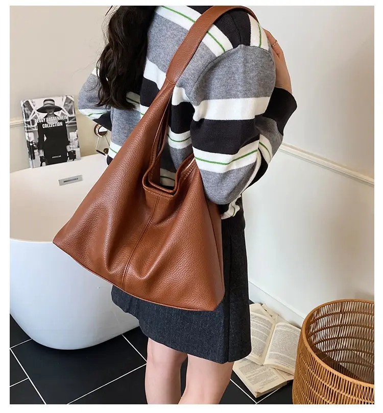 2025 Trendy Brown Leather Tote Bag for Women — feature 1