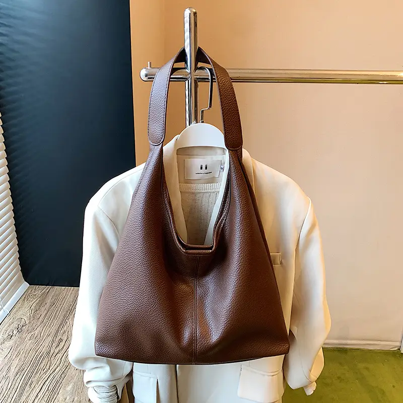 2025 Trendy Brown Leather Tote Bag for Women - Image 3