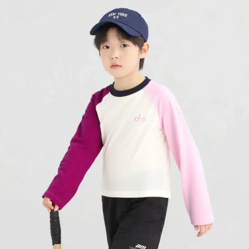 Boy's Pink & White Long Sleeve T-Shirt with Korean Style Cap — feature 3