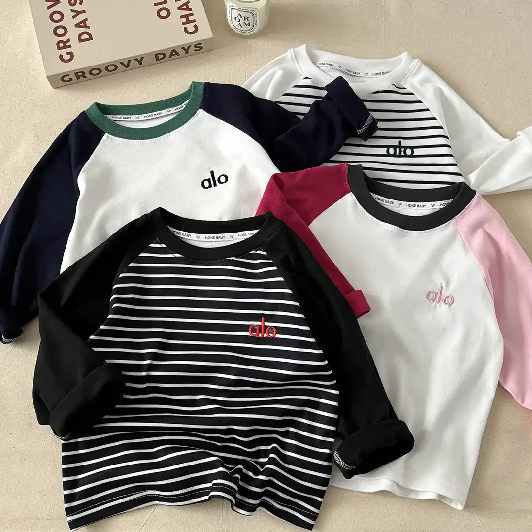 Boy's Pink & White Long Sleeve T-Shirt with Korean Style Cap — feature 5