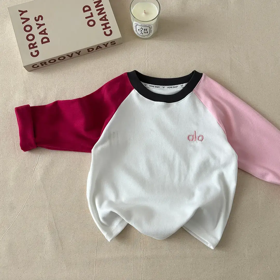 Boy's Pink & White Long Sleeve T-Shirt with Korean Style Cap — feature 7