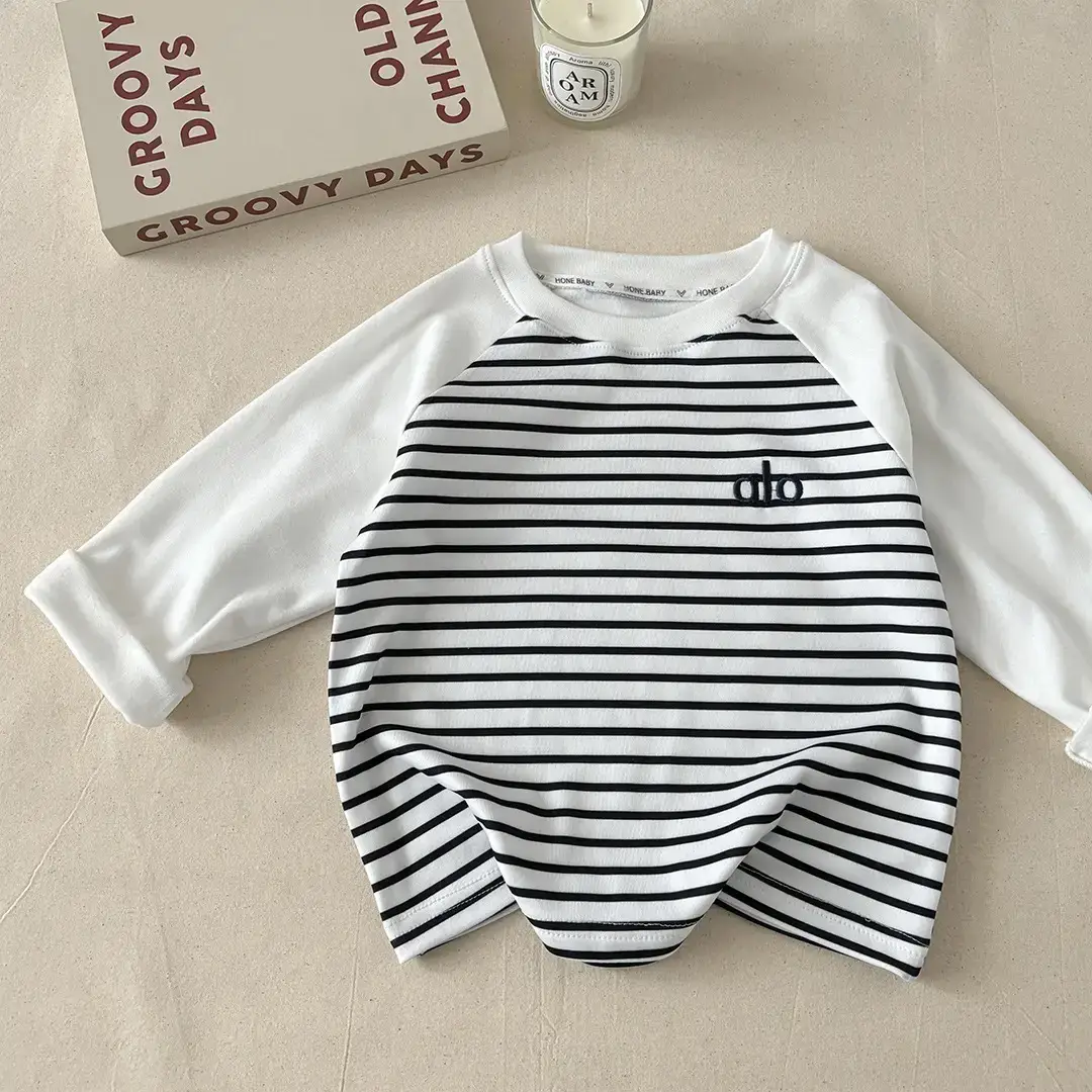 Boy's Pink & White Long Sleeve T-Shirt with Korean Style Cap — feature 9