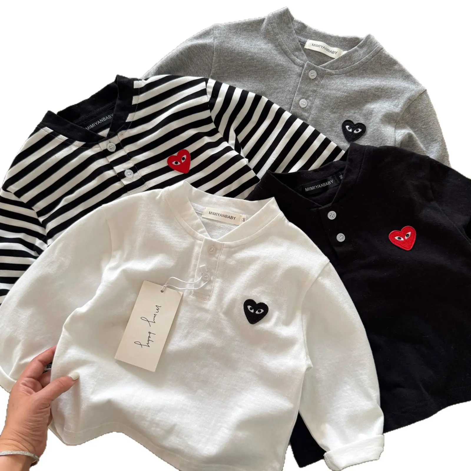 White Heart T-Shirt for Boys Spring Autumn - Image 9