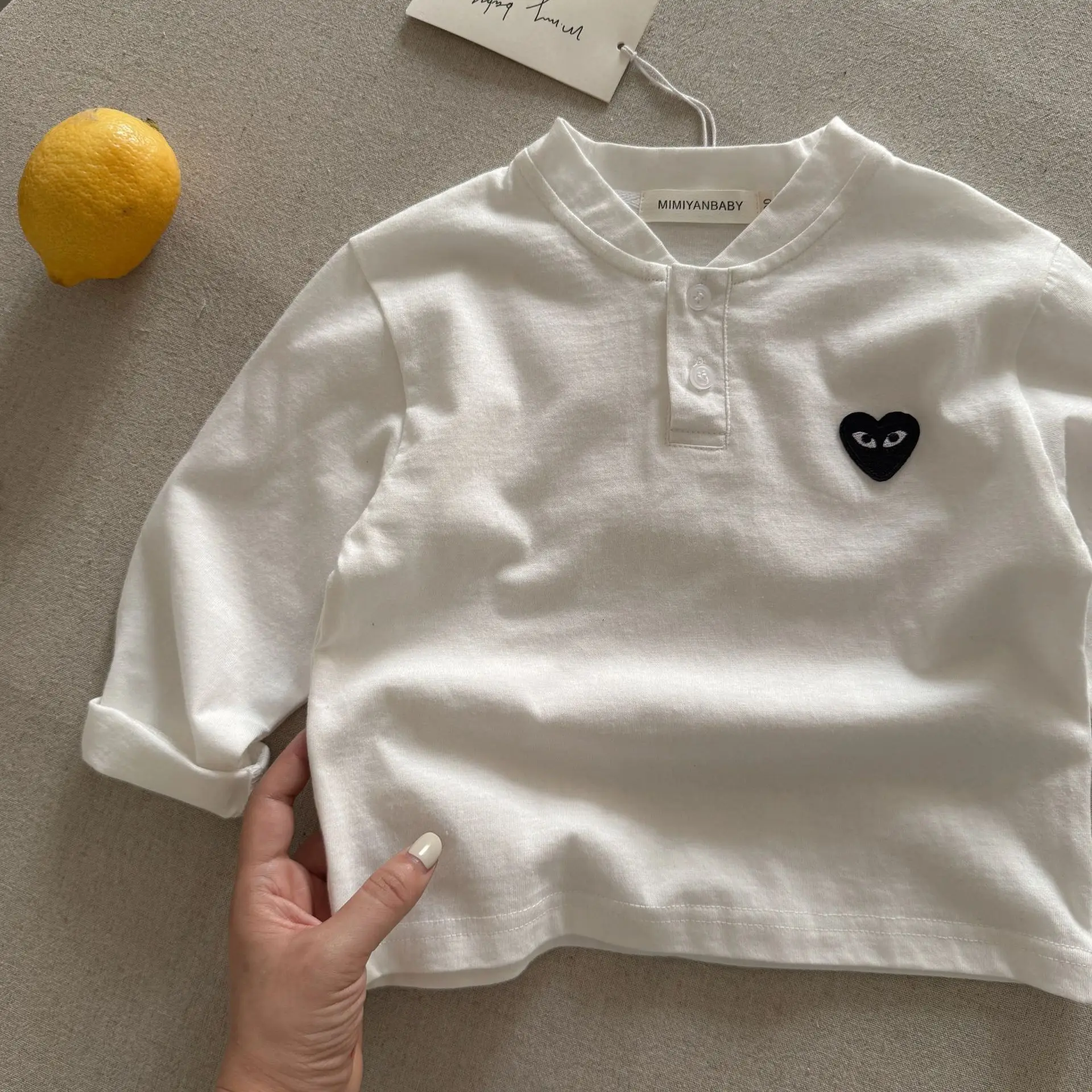 White Heart T-Shirt for Boys Spring Autumn - Image 3