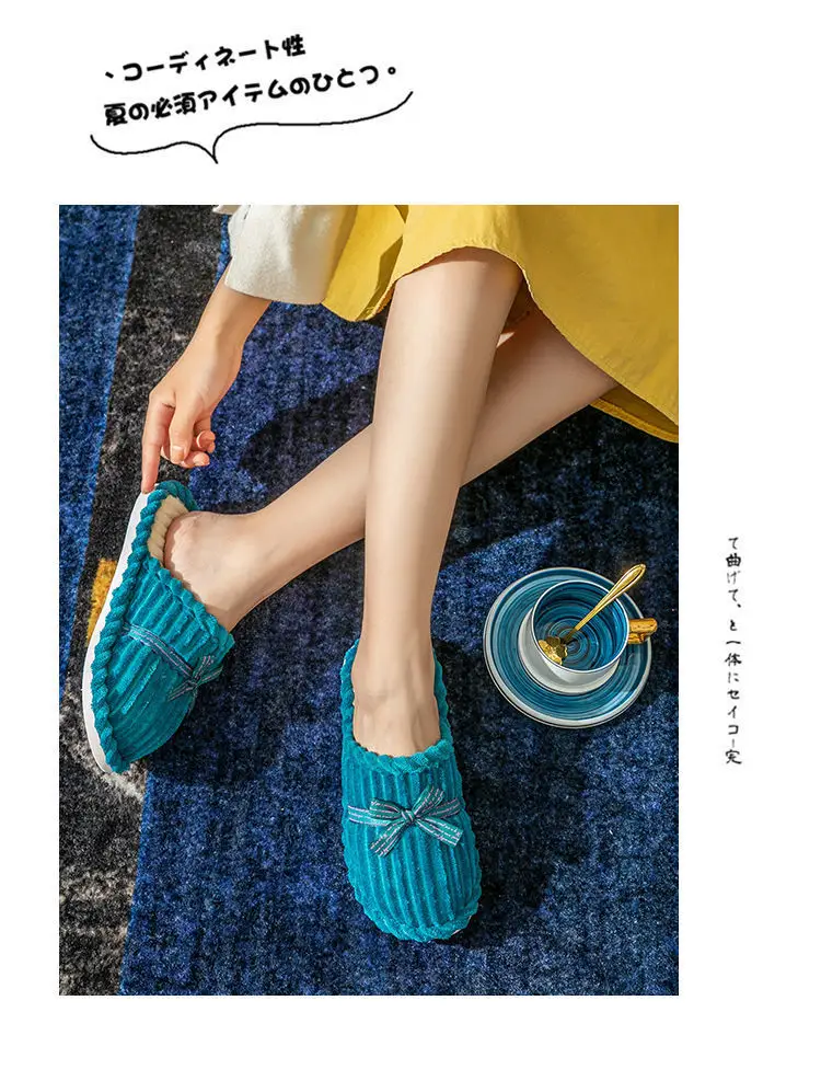 Women's Winter Plush Bow Slippers Red Indoor Warm — feature 10