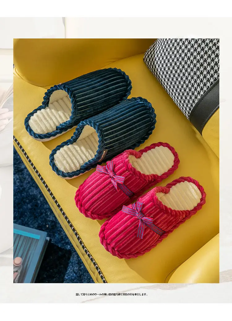 Women's Winter Plush Bow Slippers Red Indoor Warm — feature 12