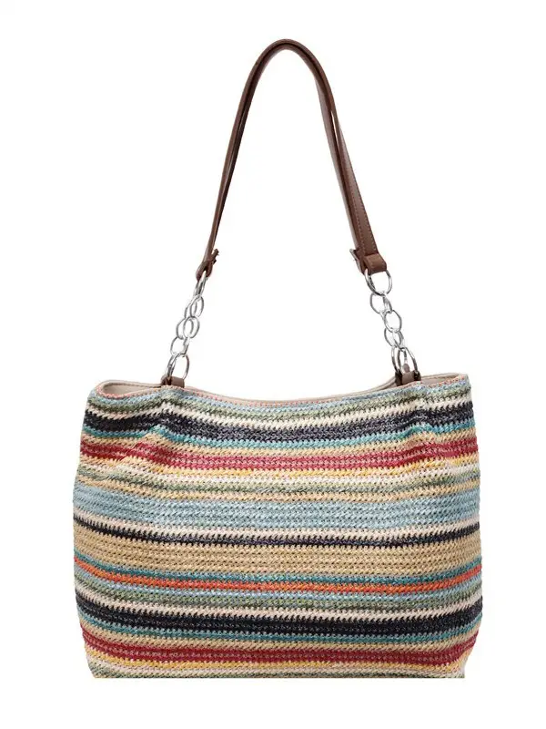 Cross-Border Striped Woven Bag Large Capacity Shoulder Underarm Bag - Image 8