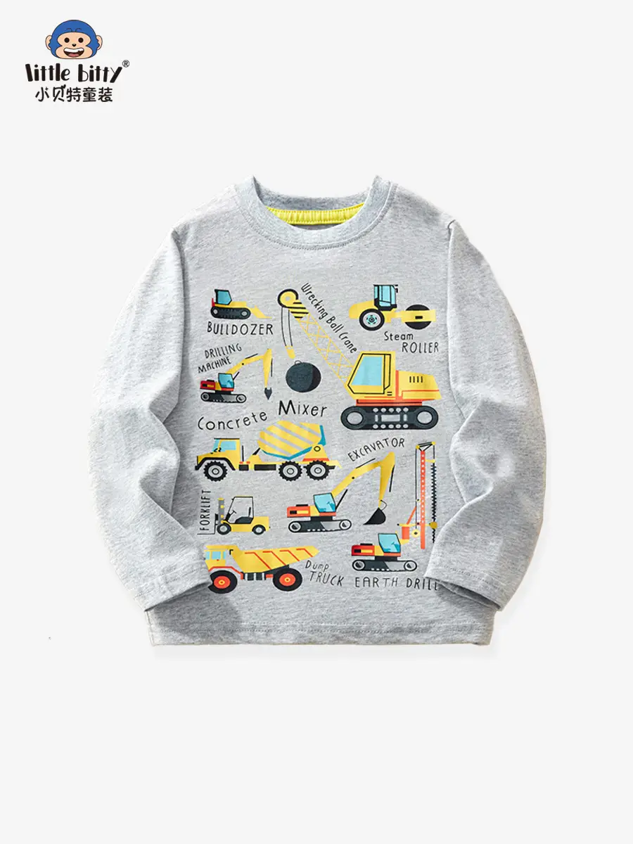 European American Boys Cotton Excavator Print Sweatshirt